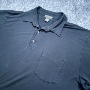 Banana Republic Stretch Polo Shirt Mens 2XL Black Pocket Short Sleeve Casual